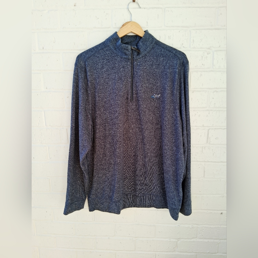 Greg Norman Sweater Blue Gray Pullover Sweatshirt 1/4 Zip Golf Performance Sz:L